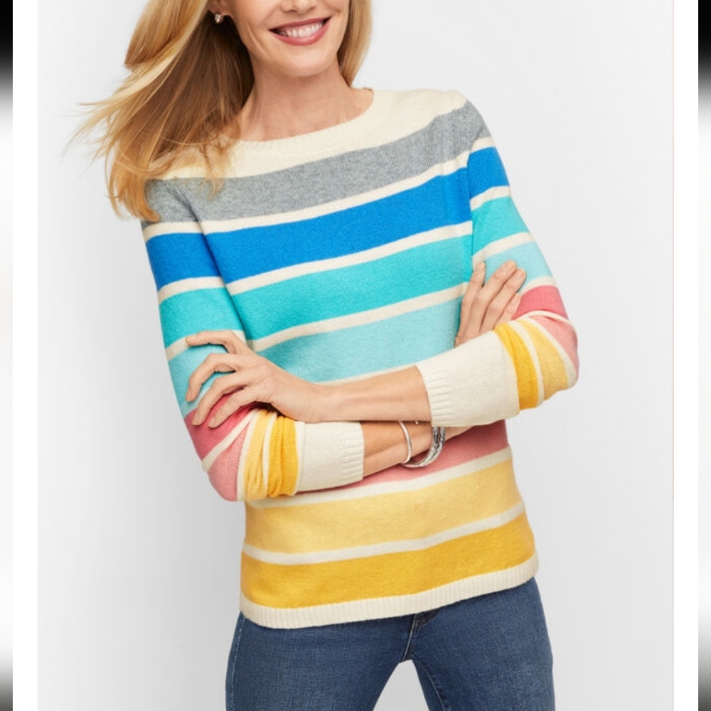 Talbots ballet neck sweater in sunny stripes
